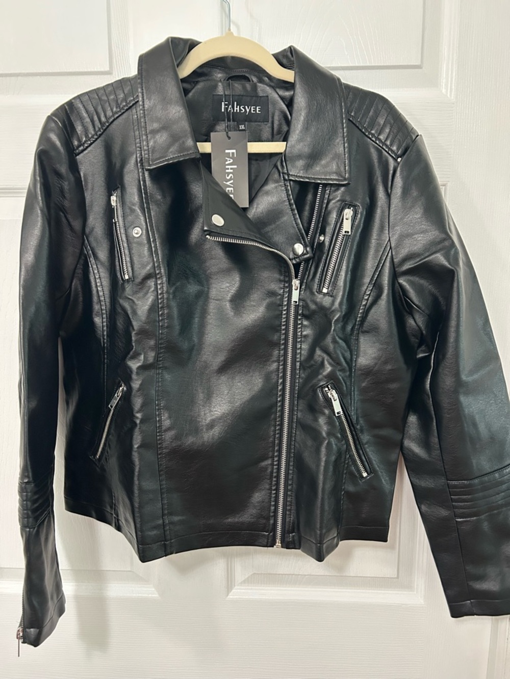 Women's Black Faux Leather Moto Jacket